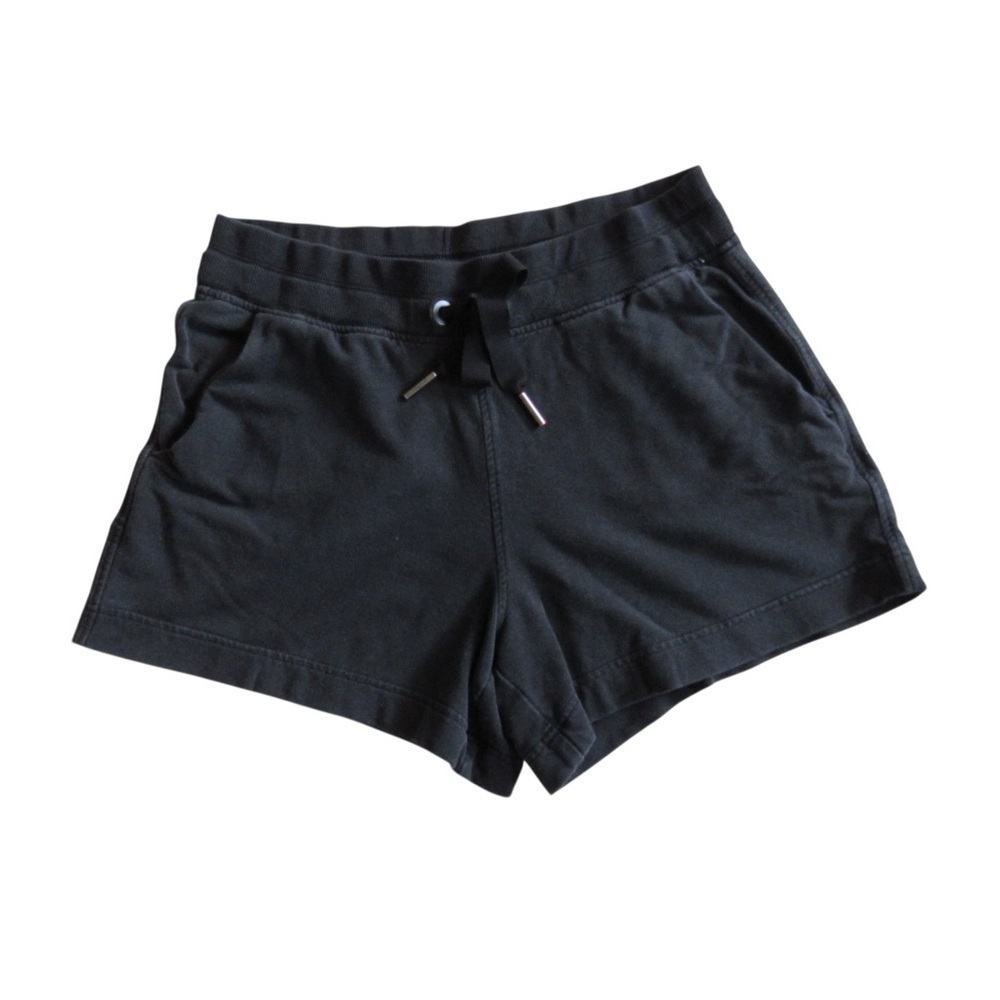 Athleta Balance 4 Inch Shortie Shorts Small Black Drawstring Pockets Casual